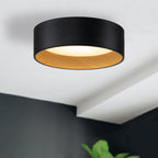 C Cattleya Black and Woodgrain 3CCT Integrated LED Flush Mount Ceiling Light