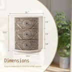 COSIEST Vintage Brown Pattern Solid Wood Nightstand with Drawers