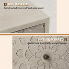 COSIEST Vintage Brown Pattern Solid Wood Nightstand with Drawers