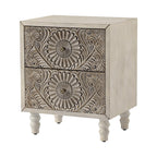COSIEST Vintage Brown Pattern Solid Wood Nightstand with Drawers