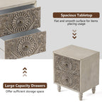 COSIEST Vintage Brown Pattern Solid Wood Nightstand with Drawers