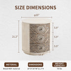 COSIEST Vintage Brown Pattern Solid Wood Nightstand with Drawers