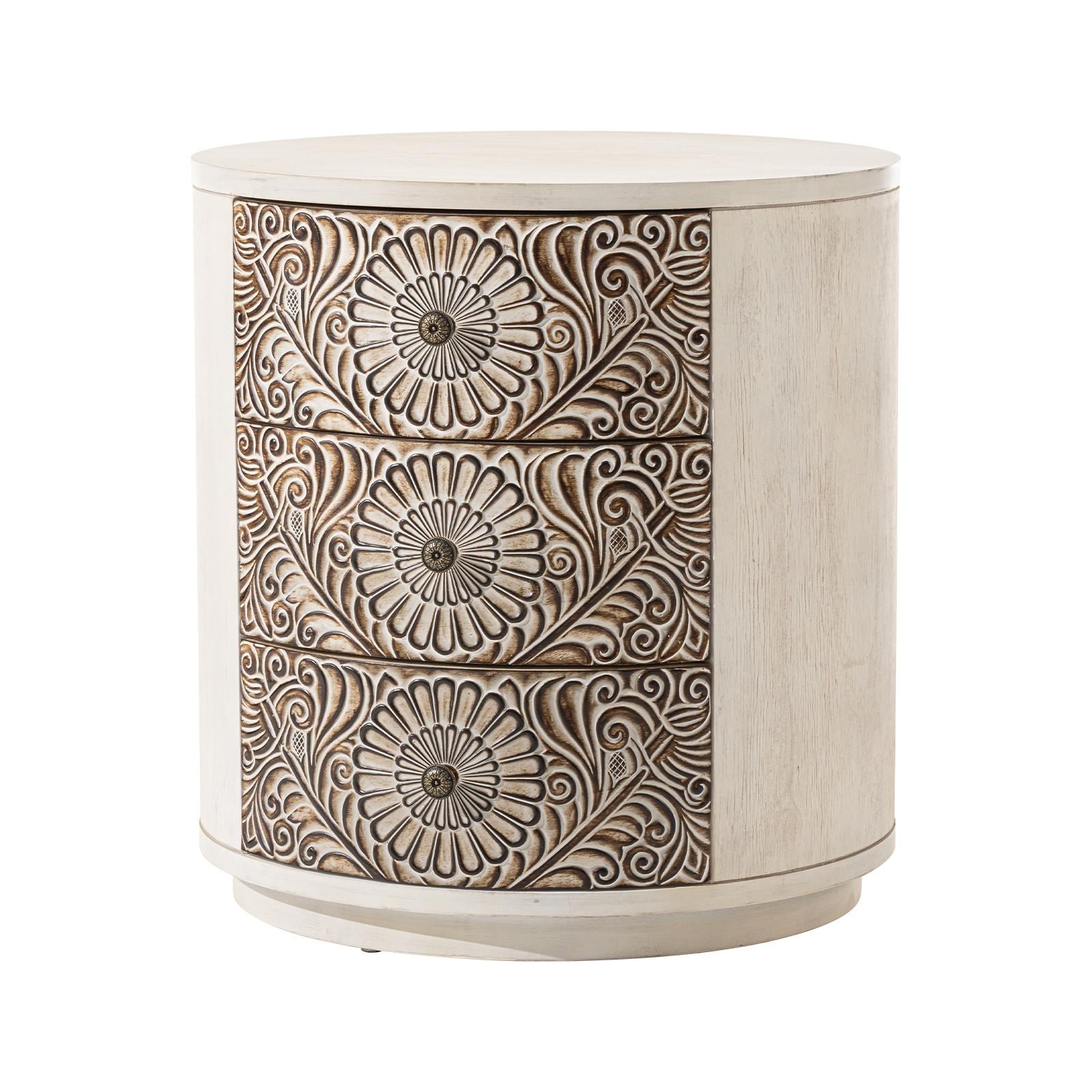 COSIEST Vintage Brown Pattern Solid Wood Nightstand with Drawers