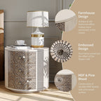 COSIEST Vintage Brown Pattern Solid Wood Nightstand with Drawers