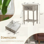 COSIEST Vintage Brown Pattern Solid Wood Nightstand with Drawers