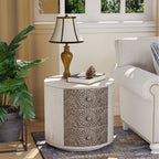 COSIEST Vintage Brown Pattern Solid Wood Nightstand with Drawers