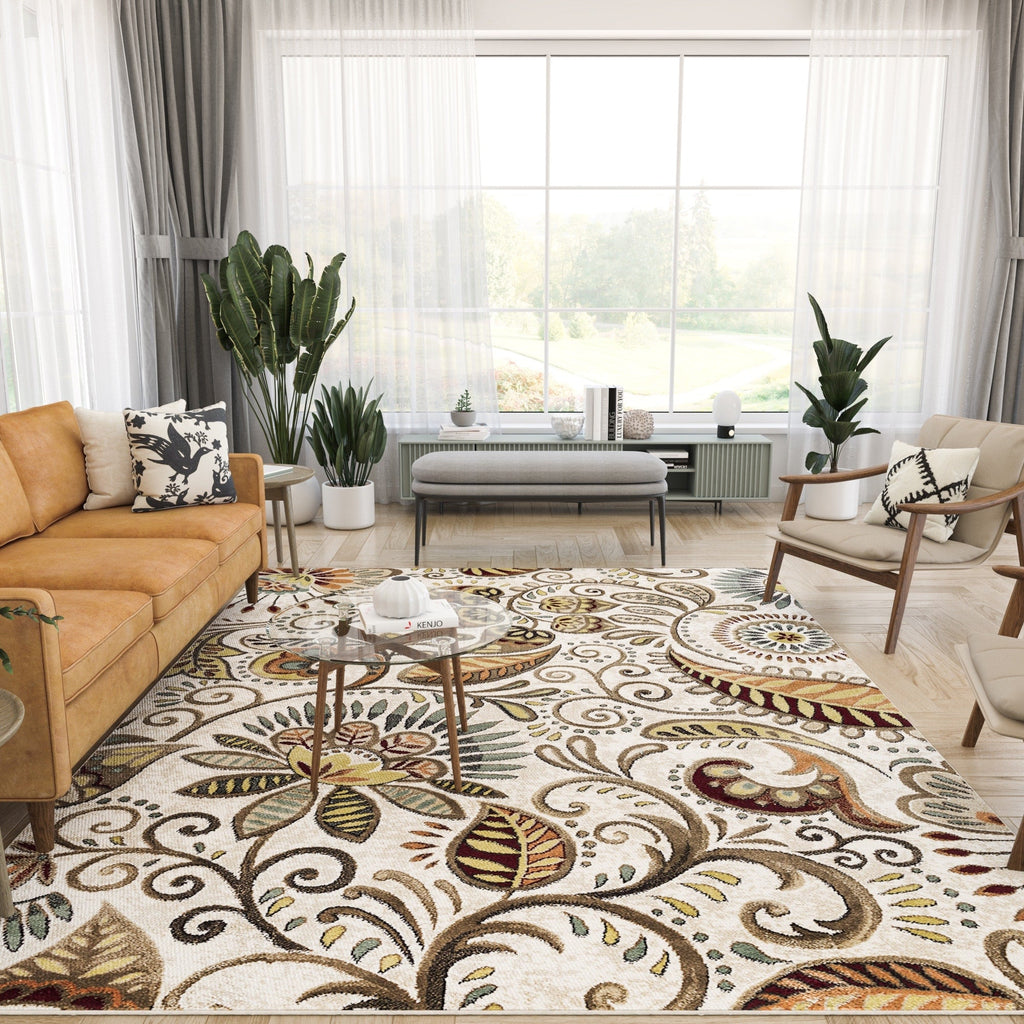 Caprice Mid-Century Modern Floral Indoor Area Rug