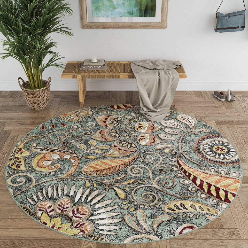 Caprice Mid-Century Modern Floral Indoor Area Rug