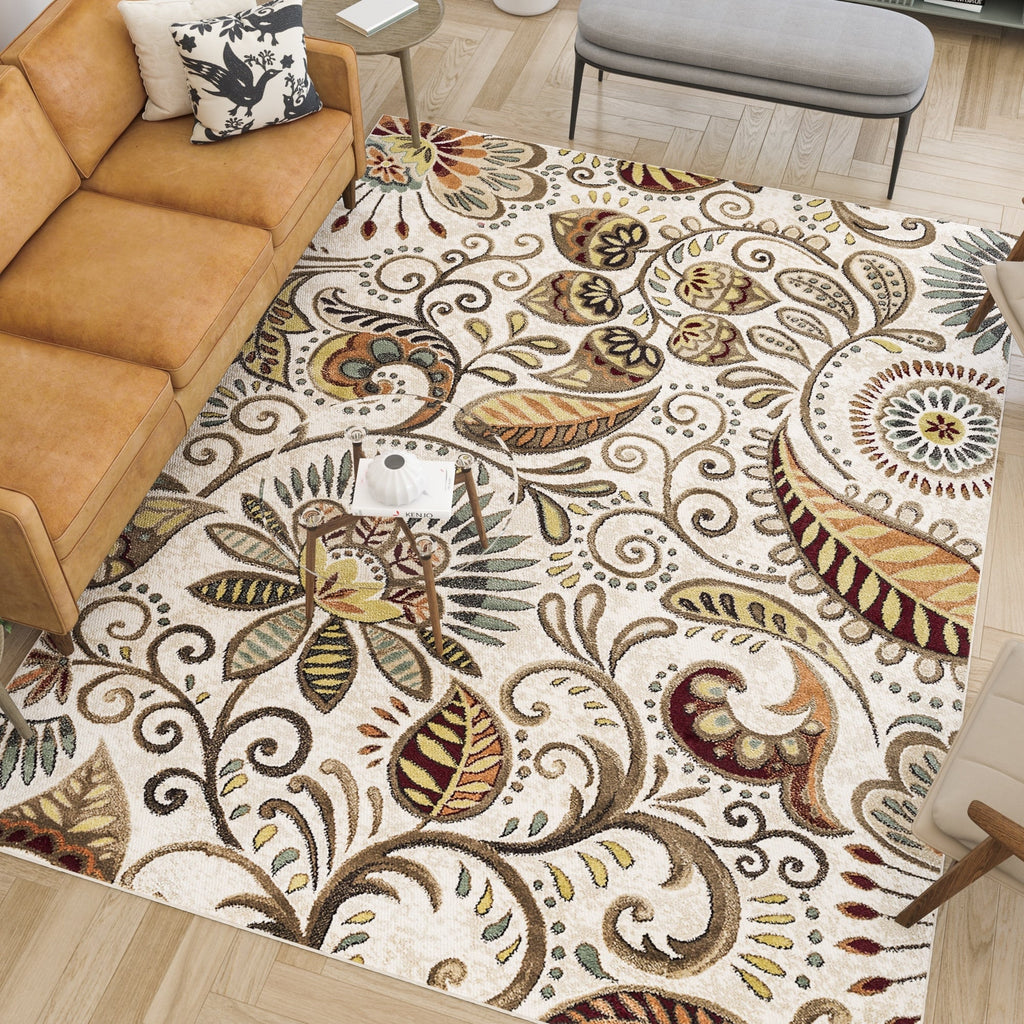 Caprice Mid-Century Modern Floral Indoor Area Rug
