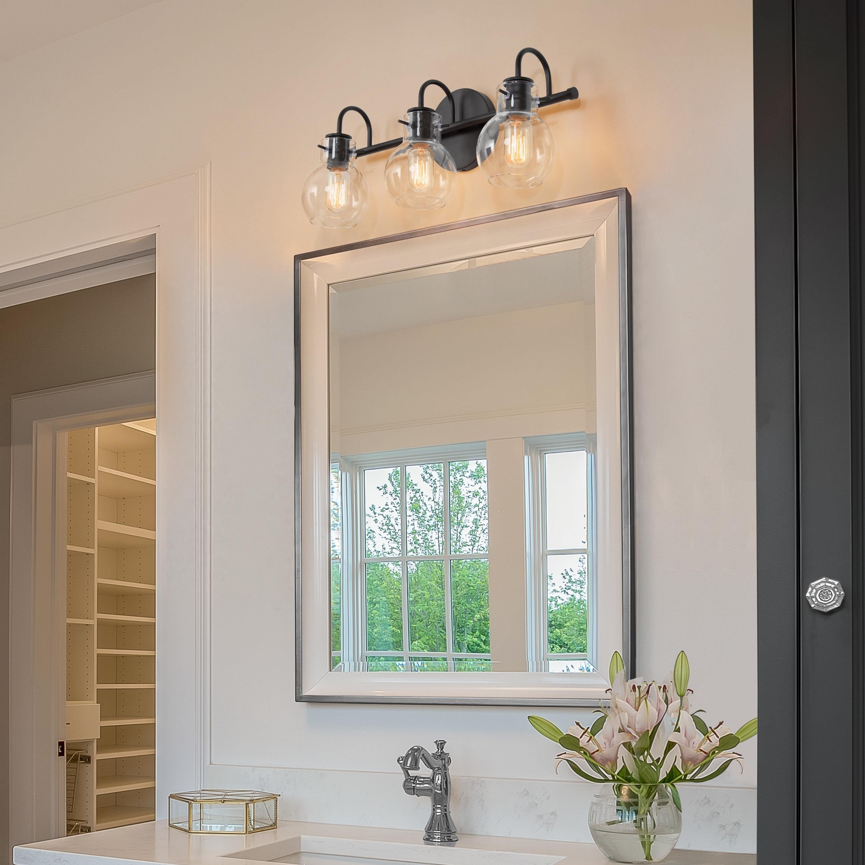 Modern Gold 3-Light Bathroom Vanity Light Orb Glass Wall Sconce