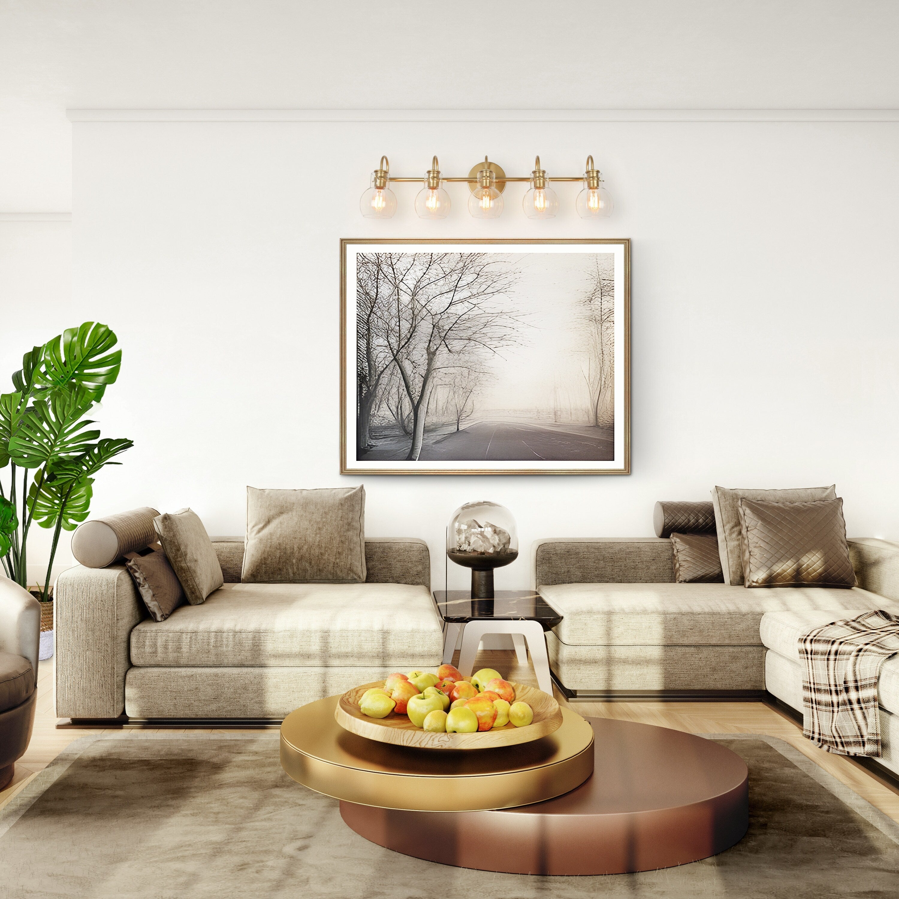 Modern Gold 3-Light Bathroom Vanity Light Orb Glass Wall Sconce