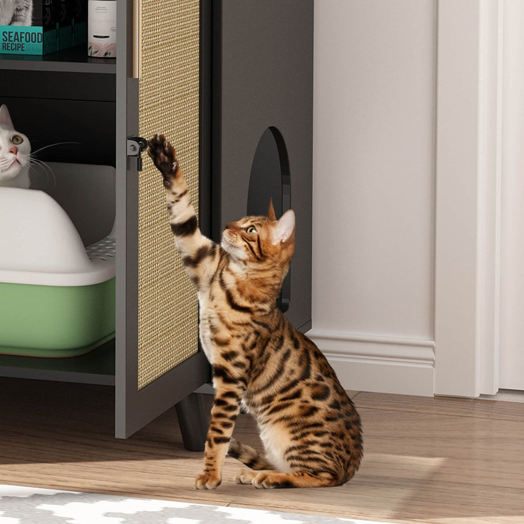 Cat Litter Box Enclosure Cat House Side Table Door Cabinet Bookcase
