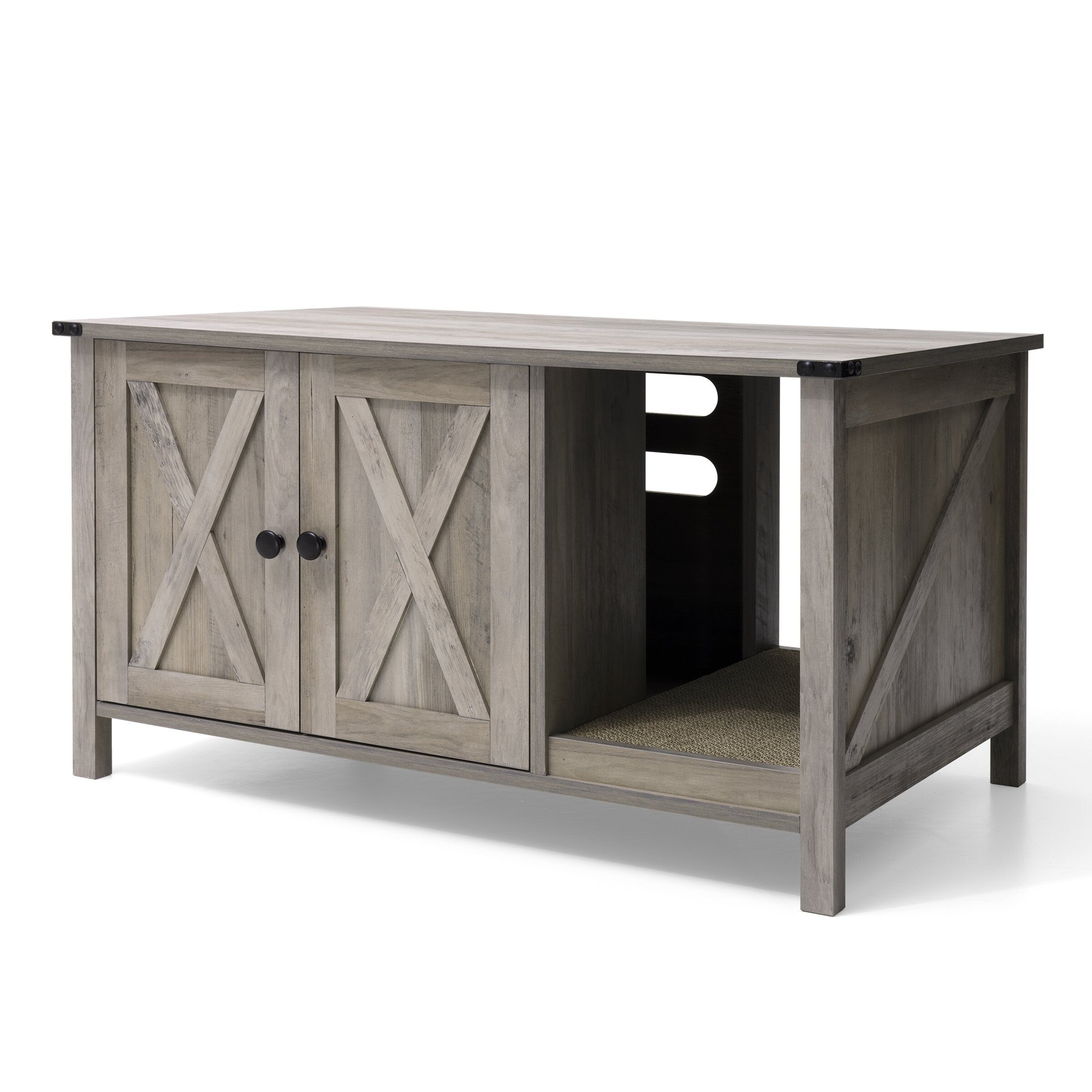 Cat Litter Box Enclosure, Hidden Wood Cat Washroom Furniture with Scratching Post