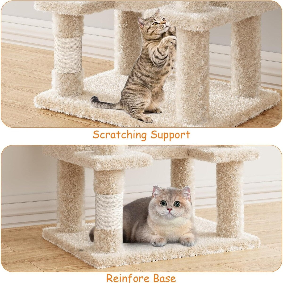 Cat Tree, Multi-Level Cat Tower Condo with Scrating Post