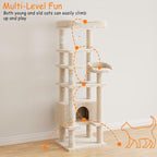 Cat Tree, Multi-Level Cat Tower Condo with Scrating Post
