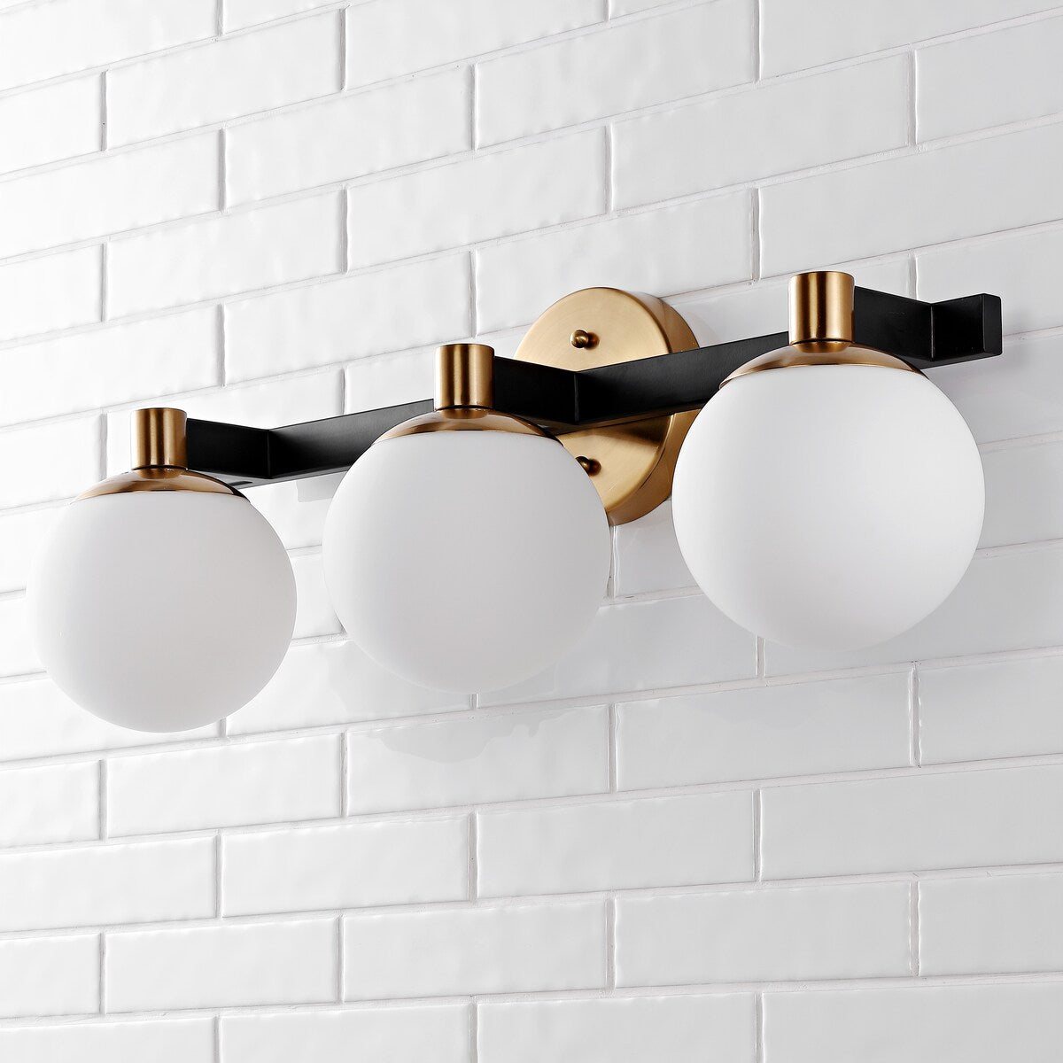 Cecil Globe Metal/Frosted Glass Modern Contemporary LED Vanity, by JONATHAN Y