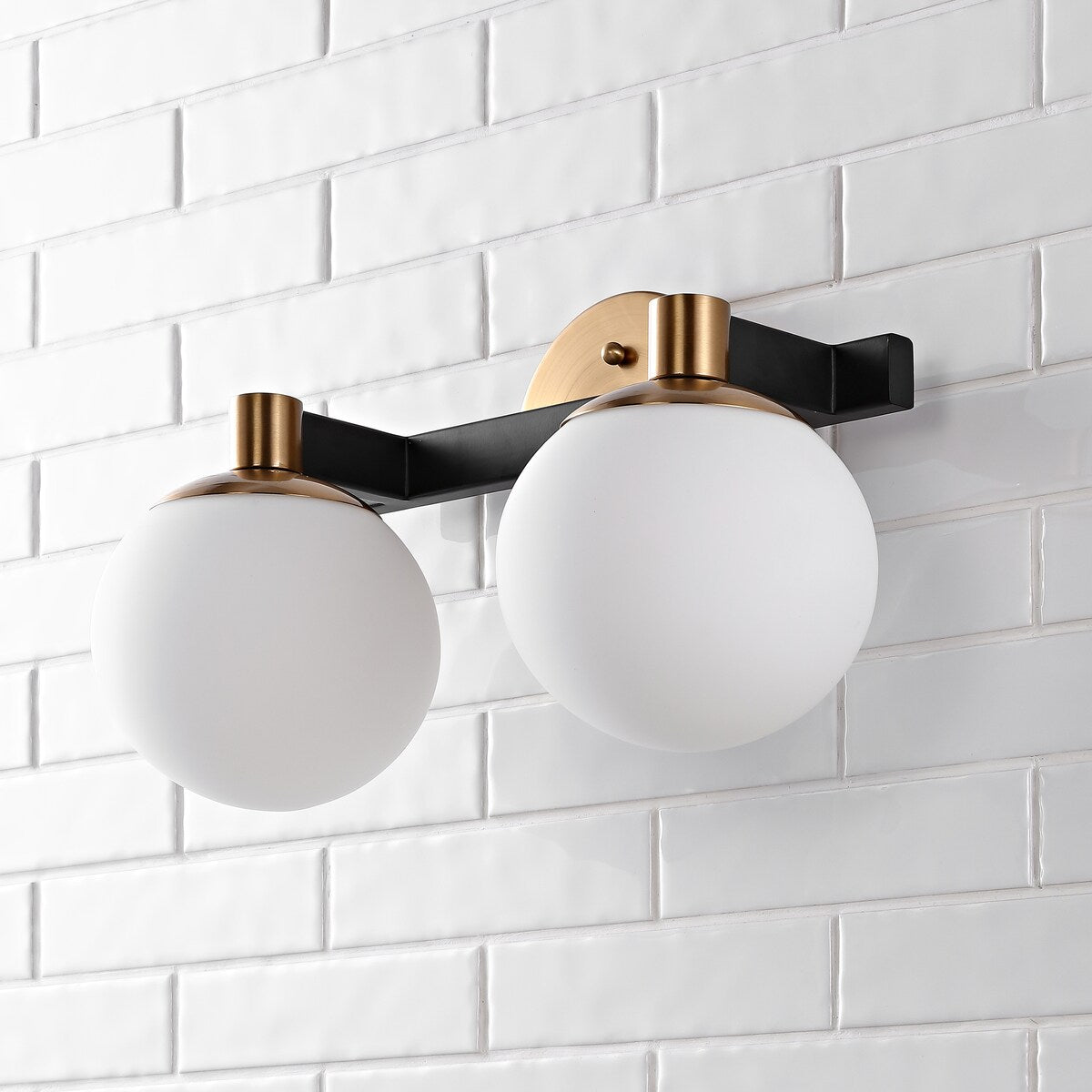 Cecil Globe Metal/Frosted Glass Modern Contemporary LED Vanity, by JONATHAN Y