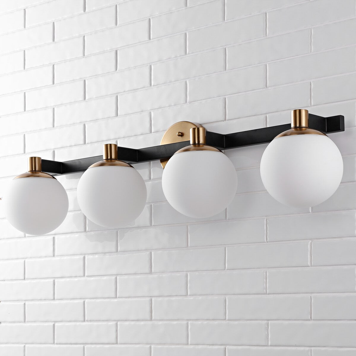 Cecil Globe Metal/Frosted Glass Modern Contemporary LED Vanity, by JONATHAN Y