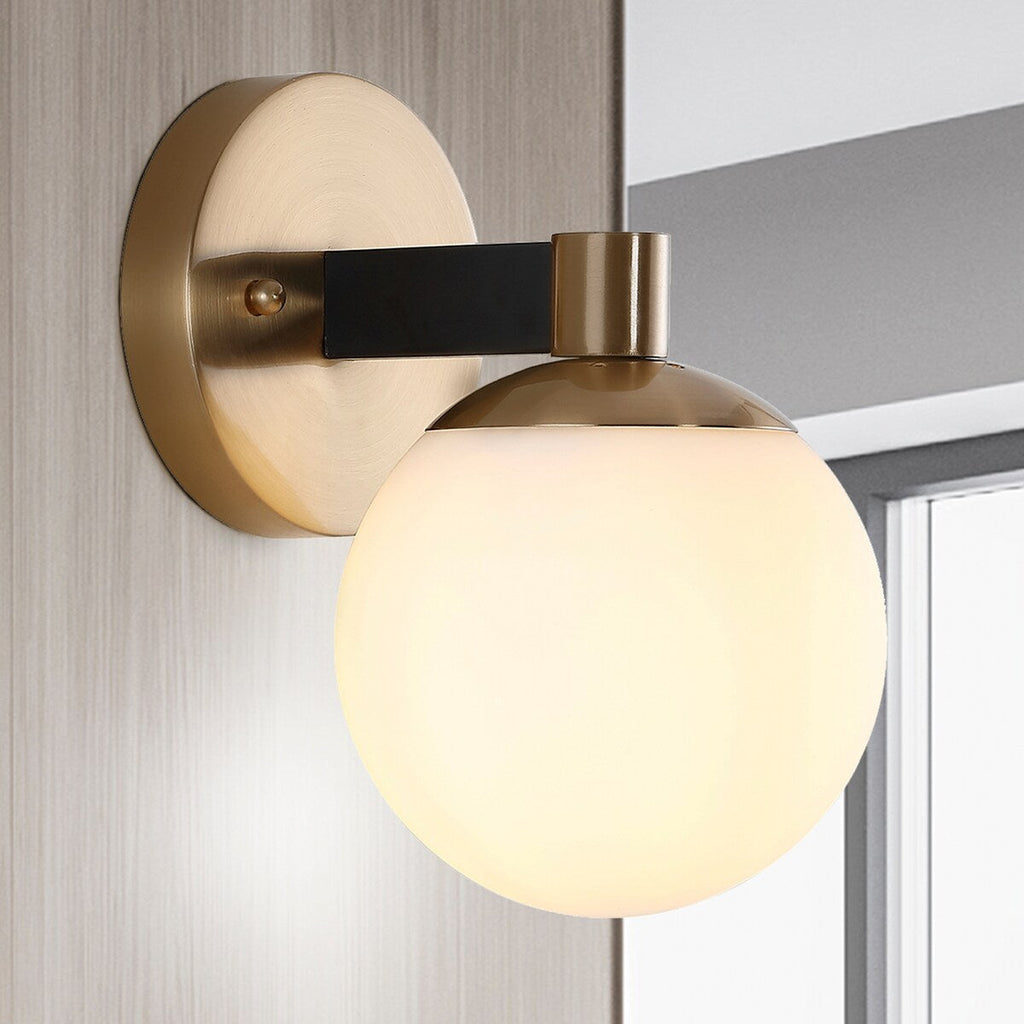 Cecil Globe Metal/Frosted Glass Modern Contemporary LED Vanity, by JONATHAN Y