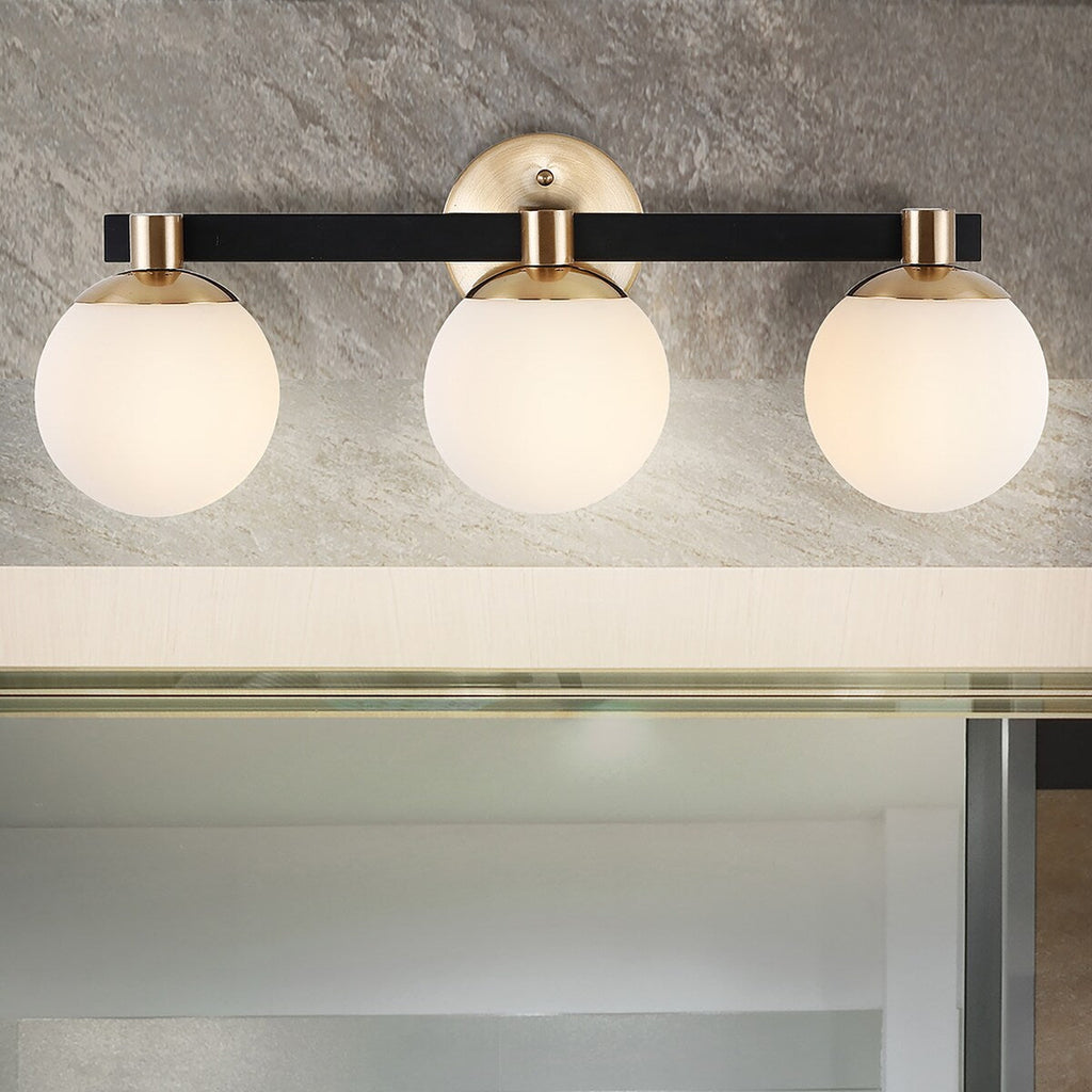 Cecil Globe Metal/Frosted Glass Modern Contemporary LED Vanity, by JONATHAN Y