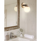Cecil Globe Metal/Frosted Glass Modern Contemporary LED Vanity, by JONATHAN Y