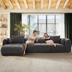 Cloud Modular Sofa Sectional 144 with Ottoman - Plush Chenille Fabric Living Room Couch