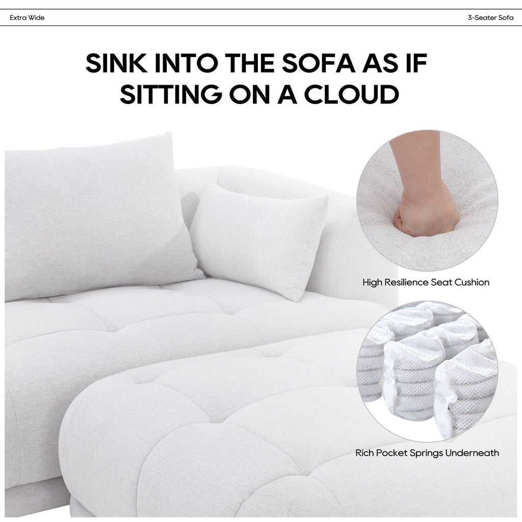 Cloud Modular Sofa Sectional 144 with Ottoman - Plush Chenille Fabric Living Room Couch