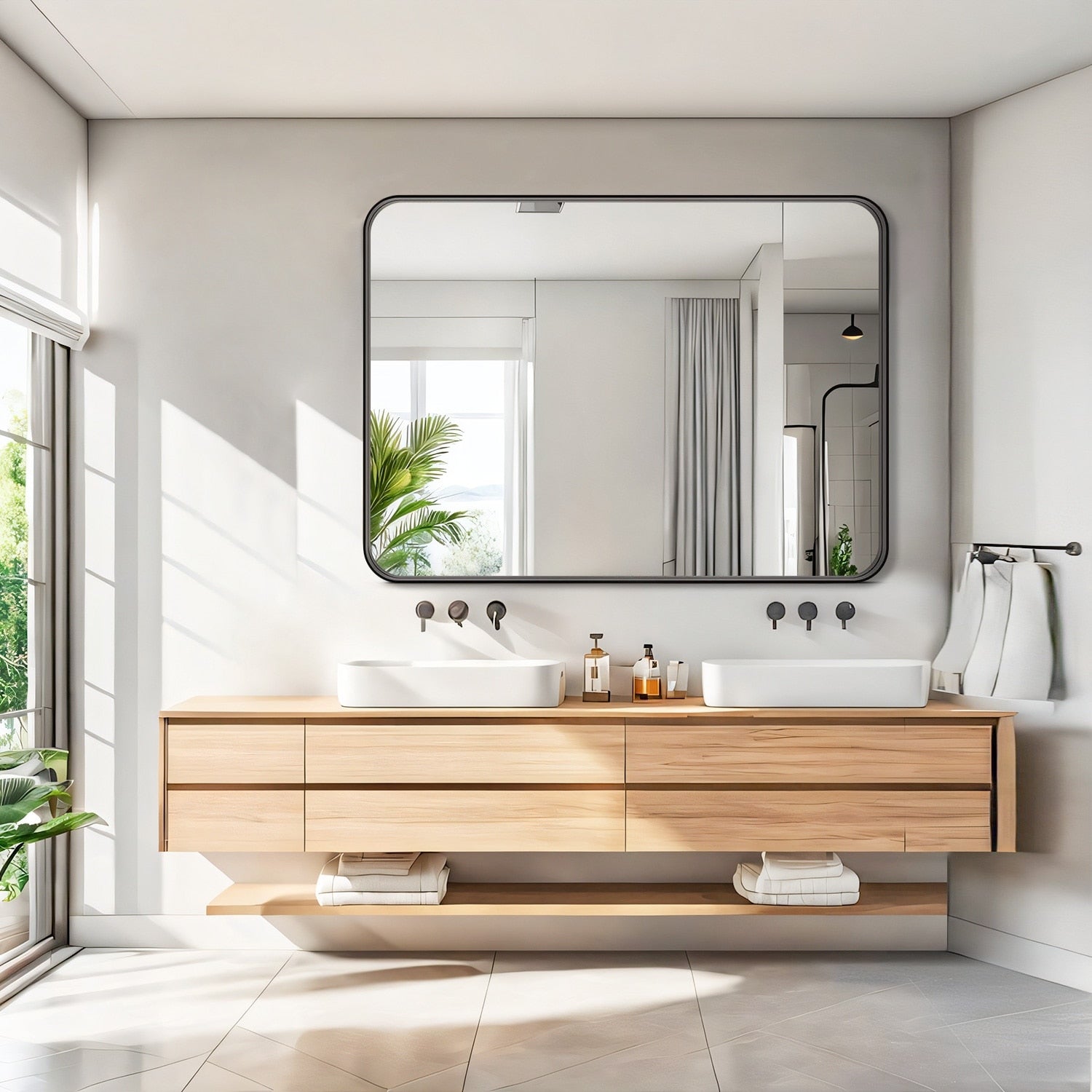 Bathroom Mirrors for Over Sink Wall, Matte Large Mirror, Decorative for Restroom, Farmhouse, Horizontally or Vertically Hanging