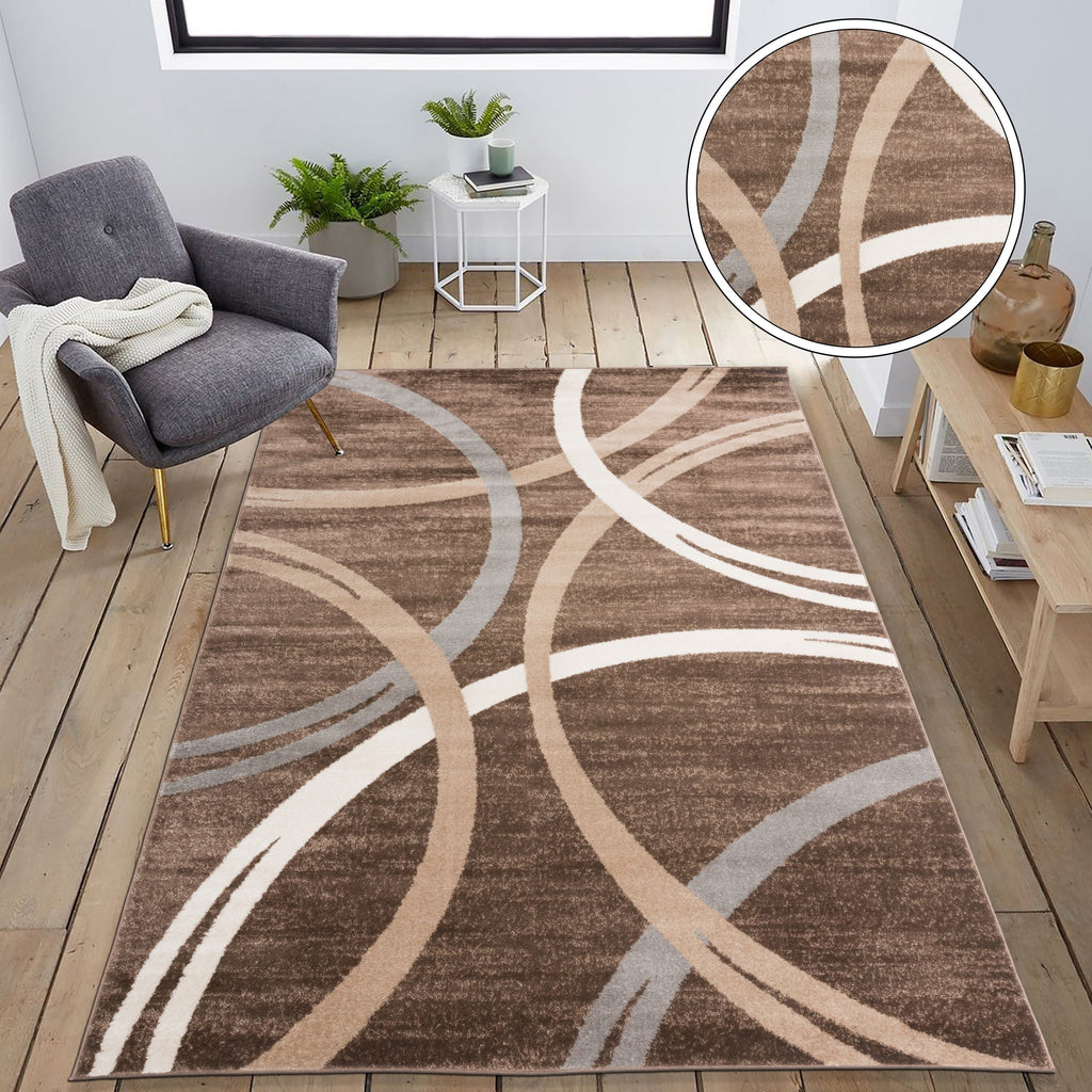 World Rug Gallery Contemporary Abstract Circles Design Area Rug