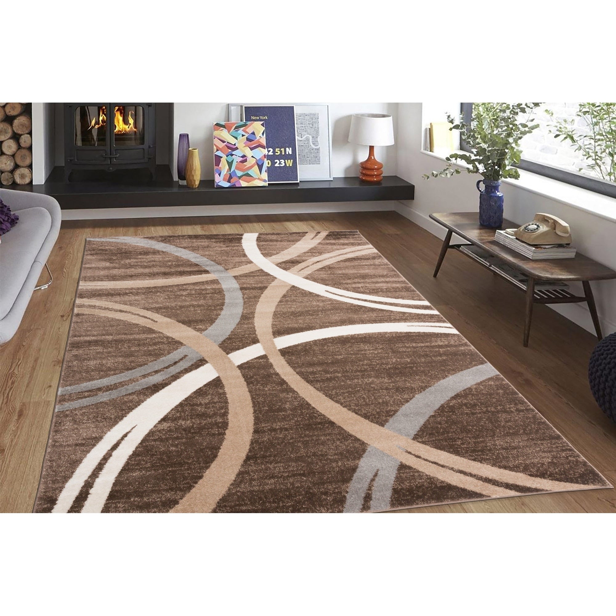 World Rug Gallery Contemporary Abstract Circles Design Area Rug
