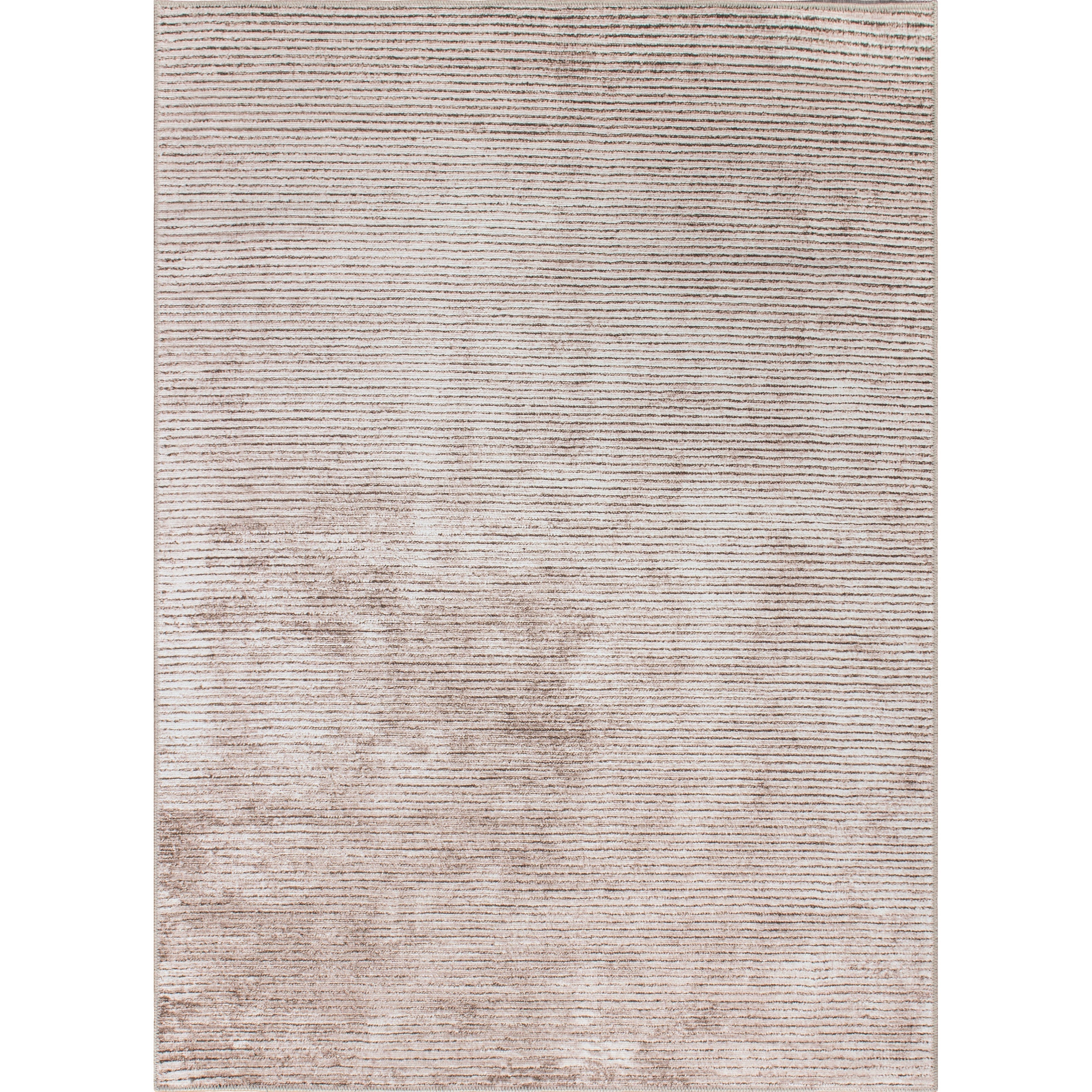 Contemporary Distressed Stripe Machine Washable Area Rug