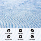 Contemporary Distressed Stripe Machine Washable Area Rug