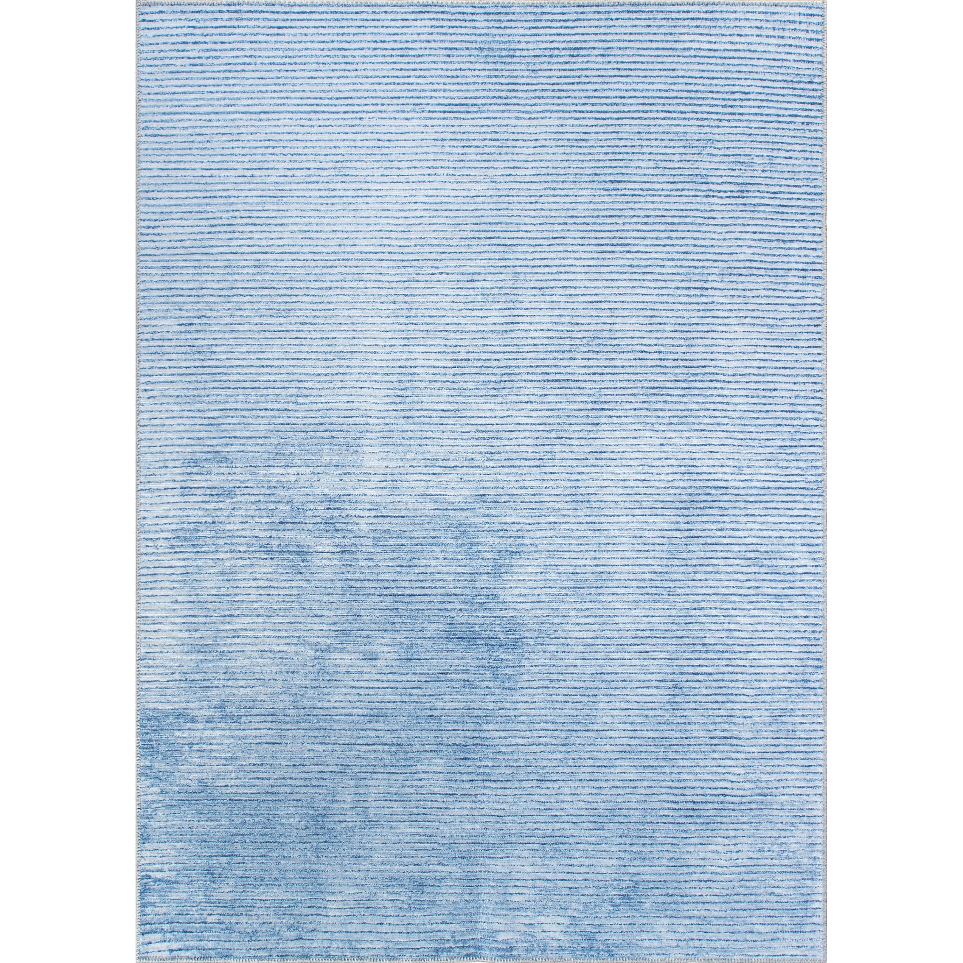 Contemporary Distressed Stripe Machine Washable Area Rug