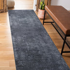 Contemporary Distressed Stripe Machine Washable Area Rug