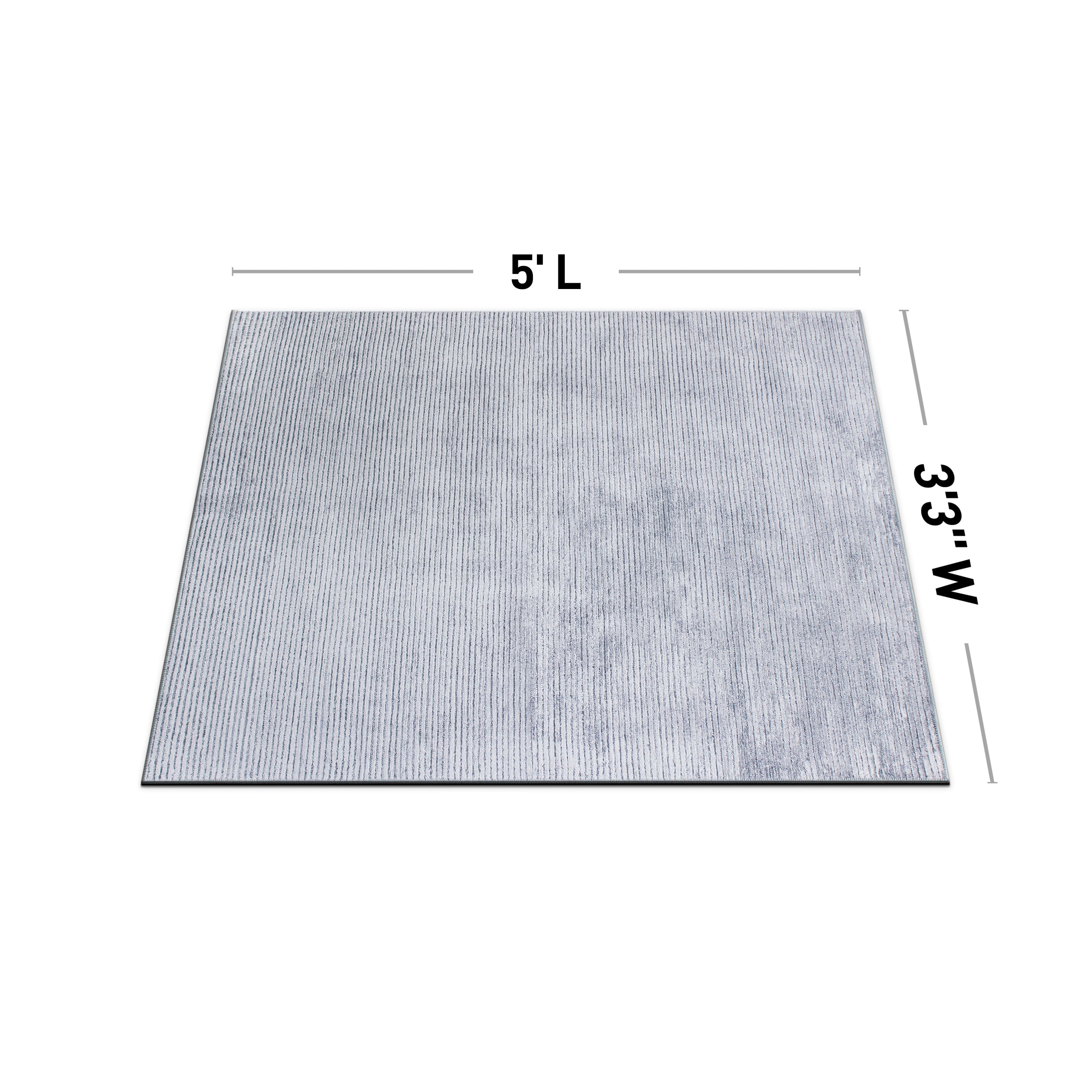 Contemporary Distressed Stripe Machine Washable Area Rug