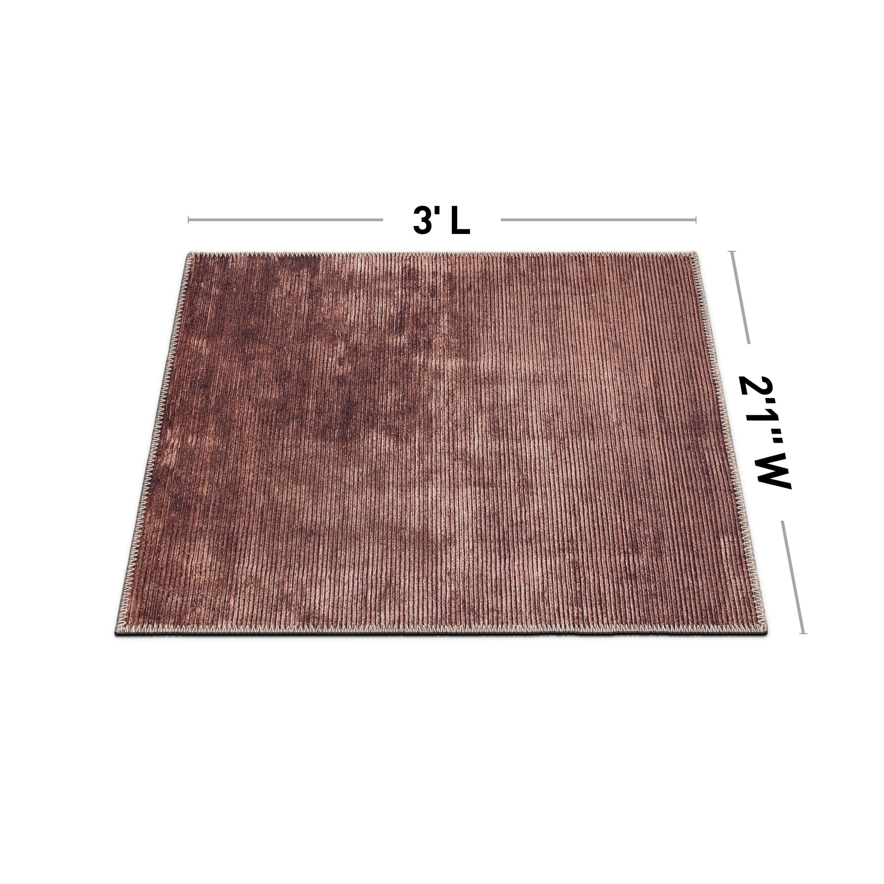 Contemporary Distressed Stripe Machine Washable Area Rug