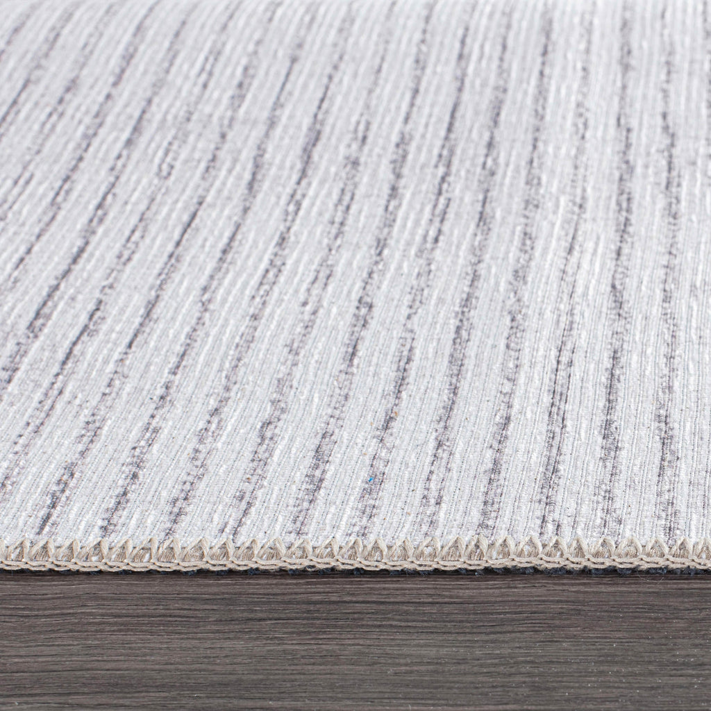 Contemporary Distressed Stripe Machine Washable Area Rug