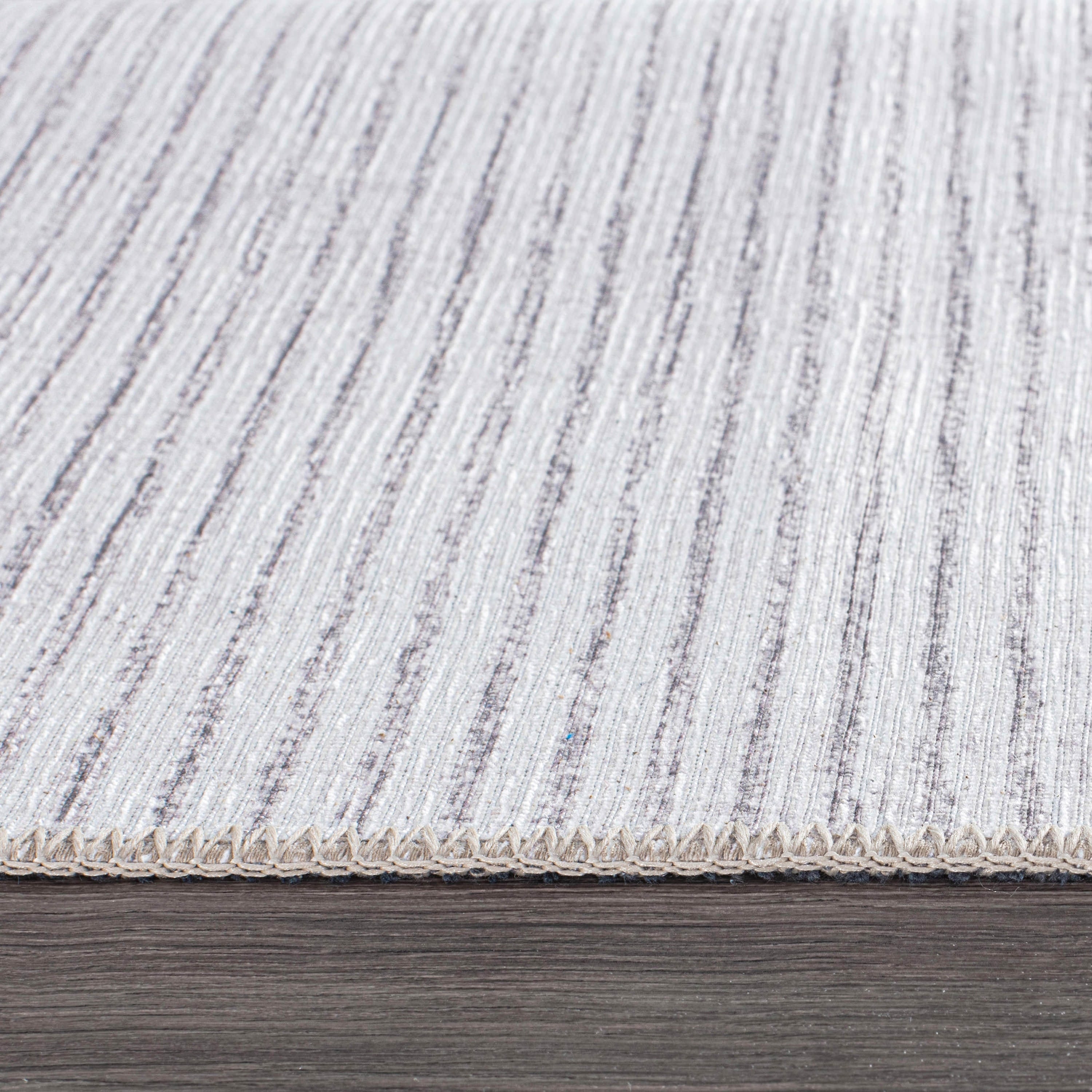 Contemporary Distressed Stripe Machine Washable Area Rug