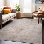 Contemporary Distressed Stripe Machine Washable Area Rug