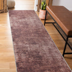 Contemporary Distressed Stripe Machine Washable Area Rug