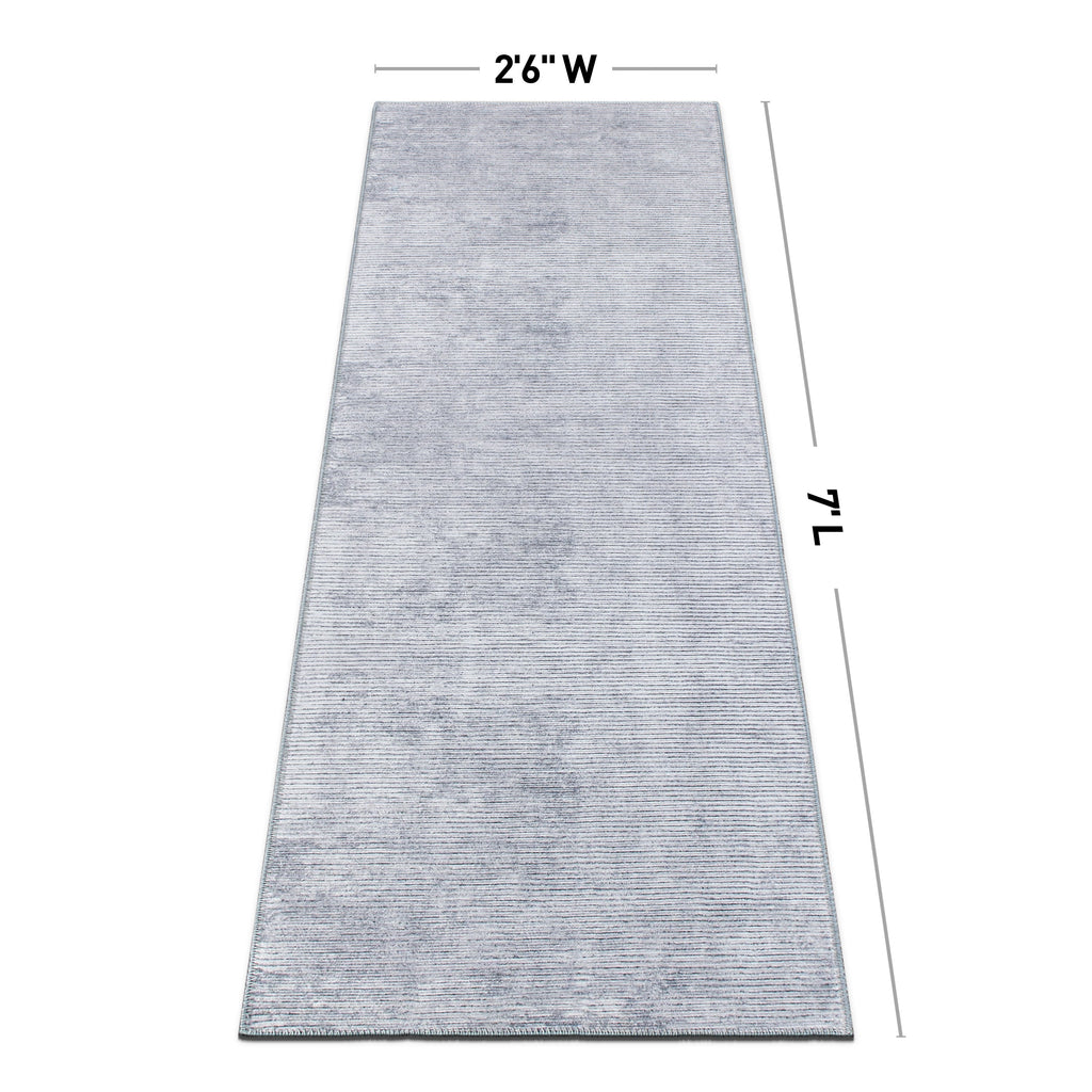 Contemporary Distressed Stripe Machine Washable Area Rug