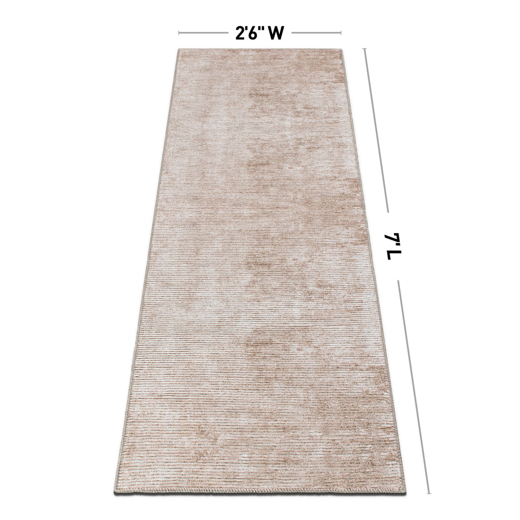 Contemporary Distressed Stripe Machine Washable Area Rug