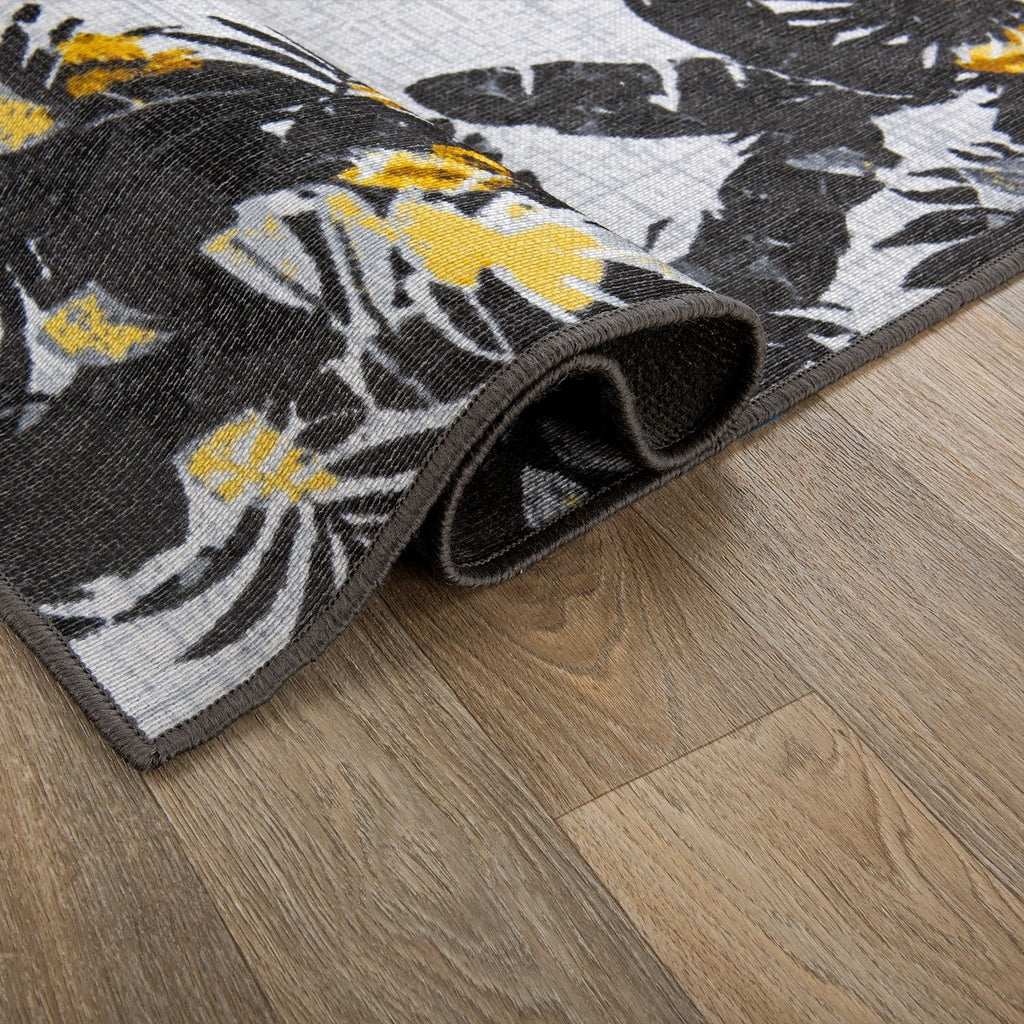 Contemporary Floral Border Indoor/Outdoor Area Rug