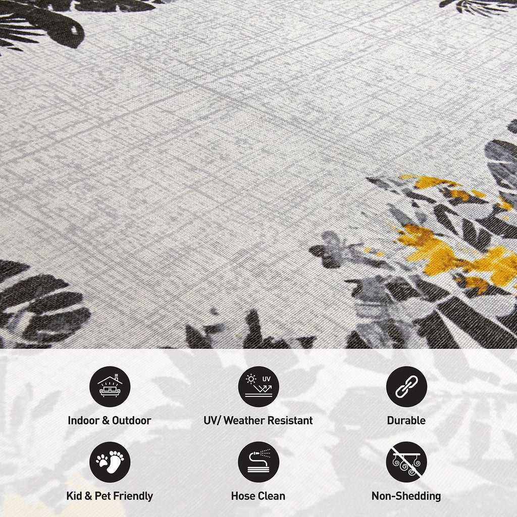 Contemporary Floral Border Indoor/Outdoor Area Rug