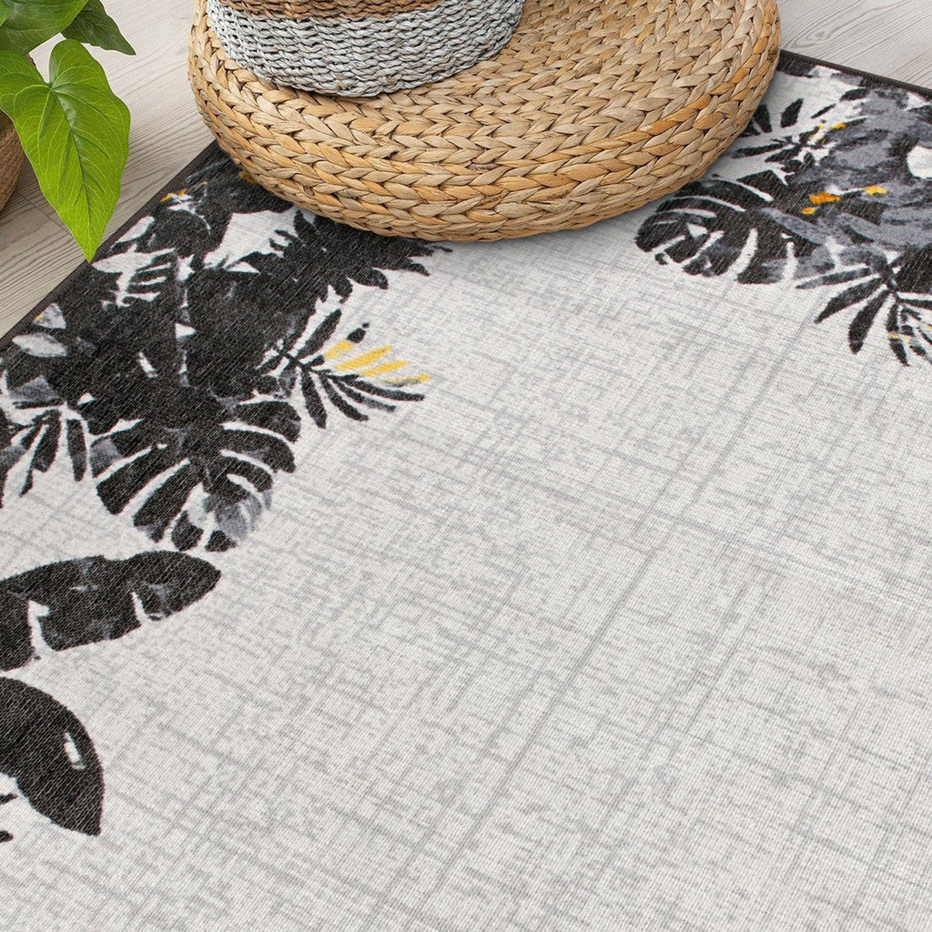 Contemporary Floral Border Indoor/Outdoor Area Rug