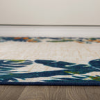 Contemporary Floral Border Indoor/Outdoor Area Rug