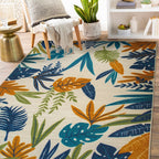 Contemporary Floral Leaves Indoor/Outdoor Area Rug