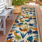 Contemporary Floral Leaves Indoor/Outdoor Area Rug