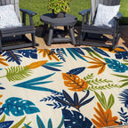 Contemporary Floral Leaves Indoor/Outdoor Area Rug