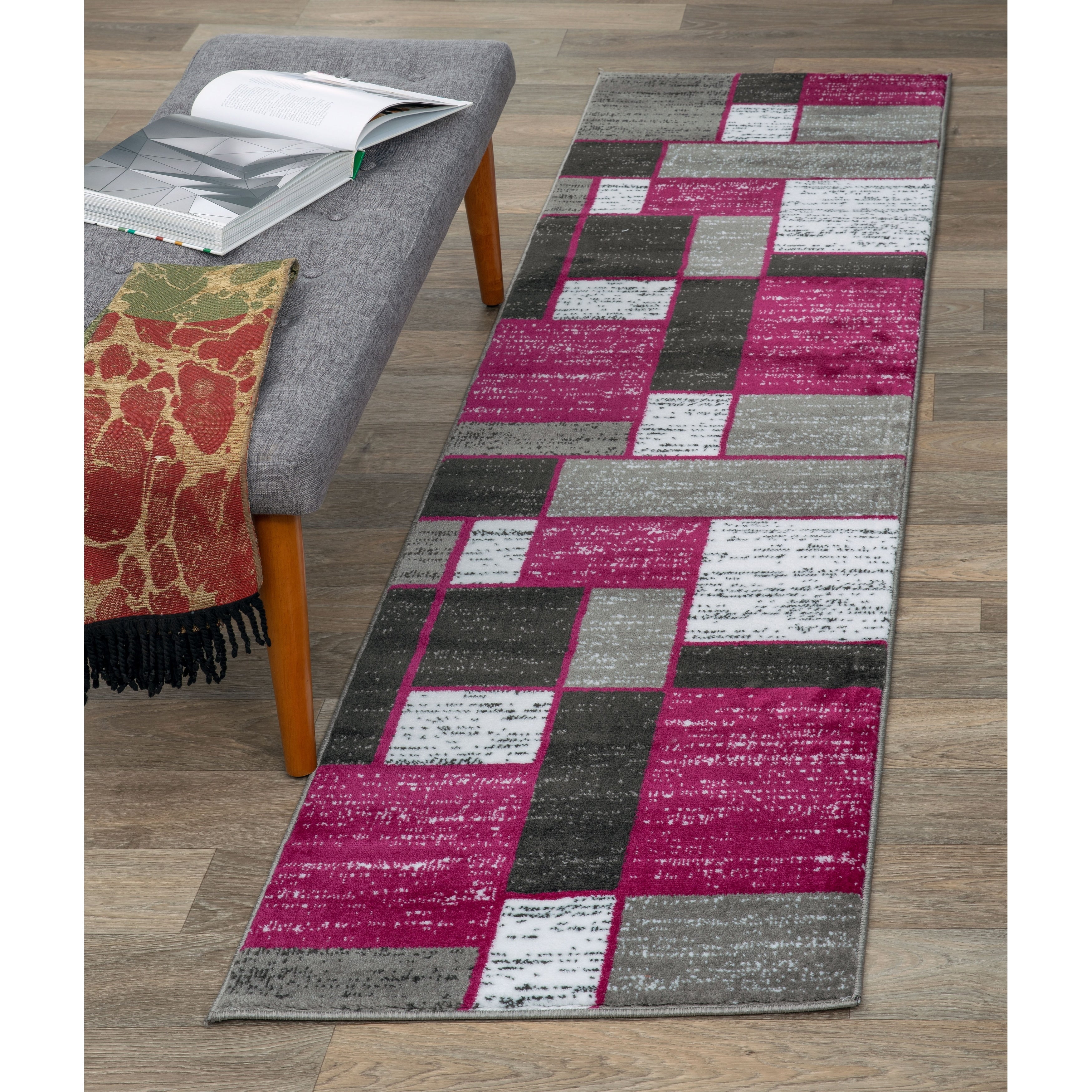 World Rug Gallery Contemporary Modern Boxed Color Block Area Rug
